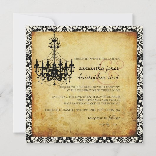 PixDezines -Chandelier+damask-grenzen Kaart (Achterkant)