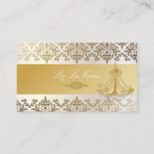 PixDezines Chandelier + Damask/pearly white Visitekaartje (Achterkant)