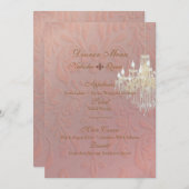 PixDezines Chandelier + Damask/roze champagne Menu (Voorkant / Achterkant)
