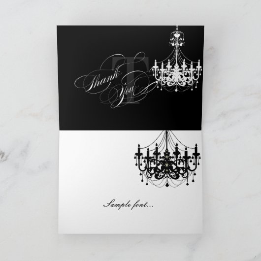 PixDezines Chandelier/Dank u/ZY tekst Bedankkaart (Binnen)