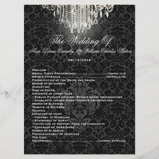 PixDezines chandelier/desiree damask/programme Programmakaart (Achterkant)