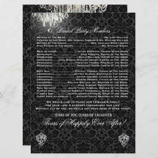 PixDezines chandelier/desiree damask/programme Programmakaart (Voorkant / Achterkant)