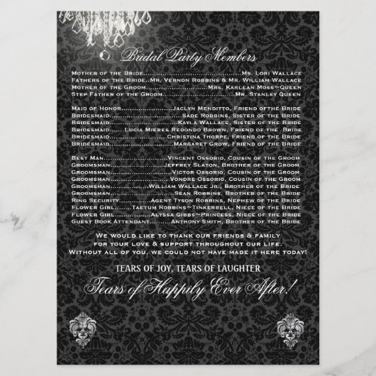 PixDezines chandelier/desiree damask/programme Programmakaart (Voorkant)