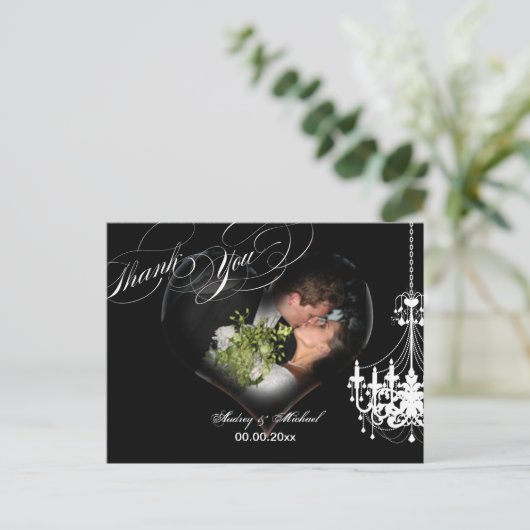 PixDezines Chandelier Heart Photo Lijst / Dank u Briefkaart (Staand voorkant)