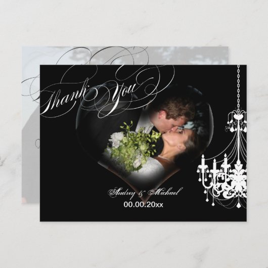 PixDezines Chandelier Heart Photo Lijst / Dank u Briefkaart (Voorkant / Achterkant)