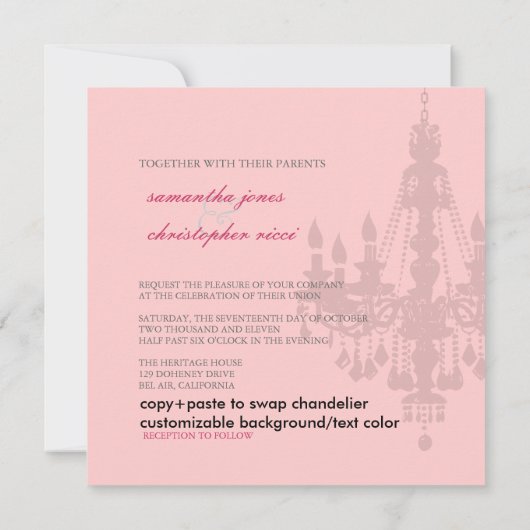 PixDezines Chandelier, huwelijksuitnodigingen Kaart (Achterkant)