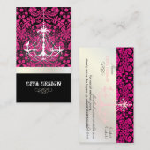 PixDezines Chandelier + lace damask/pearl + white Visitekaartje (Voorkant / Achterkant)