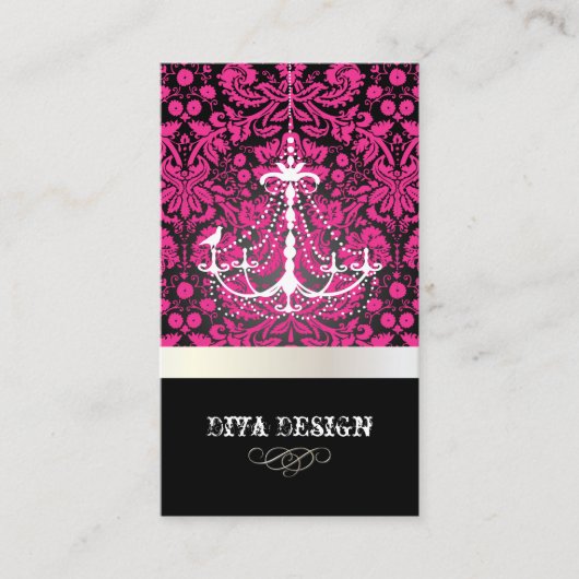 PixDezines Chandelier + lace damask/pearl + white Visitekaartje (Voorkant)