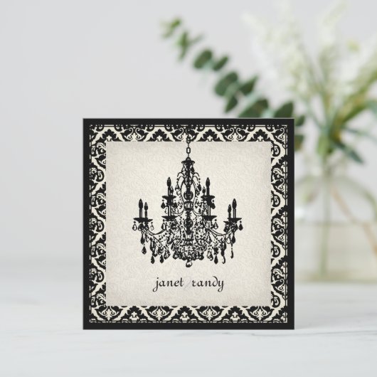 PixDezines Chandelier+olivia damask Kaart (Staand voorkant)