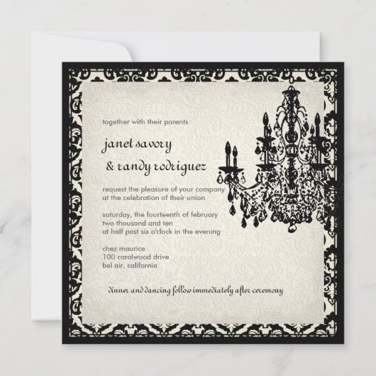 PixDezines Chandelier+olivia damask Kaart (Achterkant)