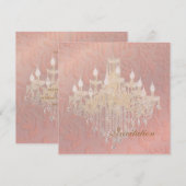 PixDezines Chandelier Pink Champagne Baroque Damas Kaart (Voorkant / Achterkant)