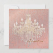 PixDezines Chandelier Pink Champagne Baroque Damas Kaart (Voorkant)