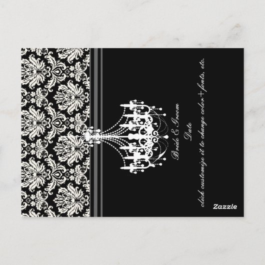 PixDezines Chandelier+Piqué Damask Briefkaart (Achterkant)