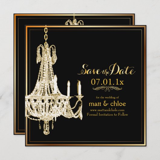 PixDezines chandelier/save date/diy background Save The Date (Voorkant / Achterkant)