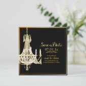 PixDezines chandelier/save date/diy background Save The Date (Staand voorkant)