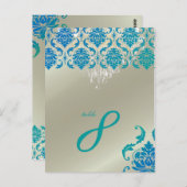 PixDezines Chandelier+Vendome Peacock Damask Briefkaart (Voorkant / Achterkant)