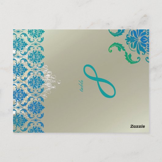 PixDezines Chandelier+Vendome Peacock Damask Briefkaart (Achterkant)