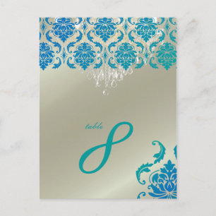 PixDezines Chandelier+Vendome Peacock Damask Briefkaart