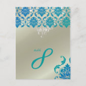 PixDezines Chandelier+Vendome Peacock Damask Briefkaart (Voorkant)