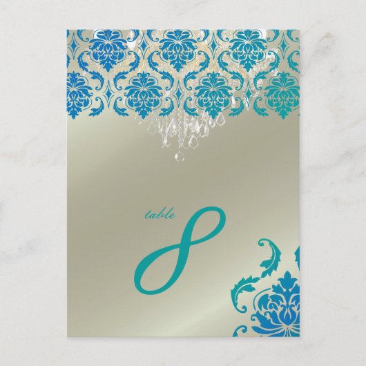 PixDezines Chandelier+Vendome Peacock Damask Briefkaart (Voorkant)