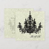 PixDezines Chandelier/white damask, Vrijgezellenfe Kaart (Voorkant / Achterkant)