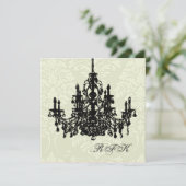 PixDezines Chandelier/white damask, Vrijgezellenfe Kaart (Staand voorkant)