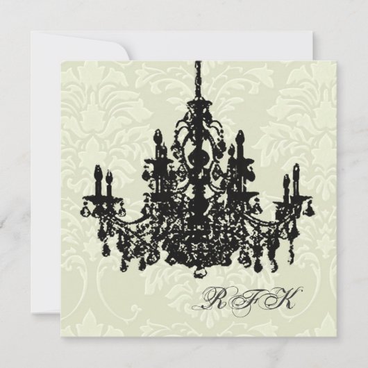 PixDezines Chandelier/white damask, Vrijgezellenfe Kaart (Voorkant)