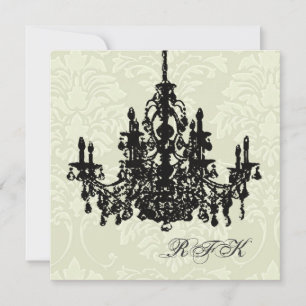PixDezines Chandelier/white damask, Vrijgezellenfe Kaart
