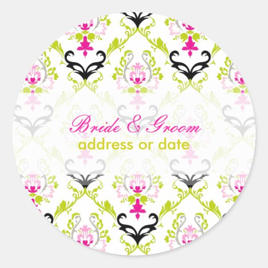 PixDezines chantal damast/doe-het-zelf kleur Ronde Sticker (Voorkant)