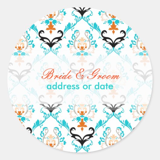 PixDezines chantal damast/doe-het-zelf kleur Ronde Sticker (Voorkant)