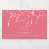 PixDezines Cheers Blush Roze Confetti + Koraal Sparkling Wijnetiket (Enkel label)