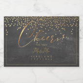 PixDezines Cheers Chalkboard+Faux Gold Confetti Sparkling Wijnetiket (Enkel label)