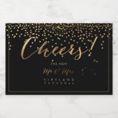 PixDezines Cheers+Faux Gold Confetti Sparkling Wijnetiket (Enkel label)
