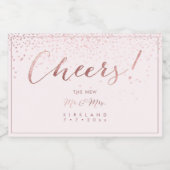 PixDezines Cheers Faux Roos Gouden Confetti Sparkling Wijnetiket (Enkel label)