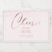 PixDezines Cheers Faux Roos Gouden Confetti Sparkling Wijnetiket (Enkel label)