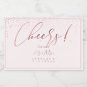 PixDezines Cheers Faux Roos Gouden Confetti Sparkling Wijnetiket (Enkel label)