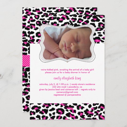 PixDezines cheetah/geboorteaankondiging/douche Kaart (Voorkant / Achterkant)