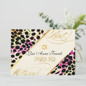 PixDezines cheetah print, BBT Mitzvah/DIY kleur Kaart (Staand voorkant)