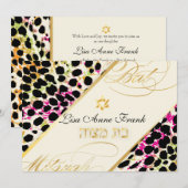 PixDezines cheetah print, BBT Mitzvah/DIY kleur Kaart (Voorkant / Achterkant)