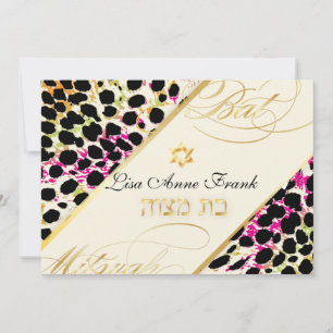 PixDezines cheetah print, BBT Mitzvah/DIY kleur Kaart