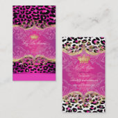 PixDezines cheetah spots / framboise Visitekaartje (Voorkant / Achterkant)