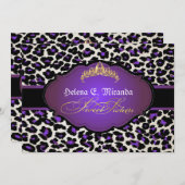 PixDezines cheetah+tiara/zoete zestien Kaart (Voorkant / Achterkant)