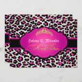 PixDezines cheetah+tiara/zoete zestien Kaart (Voorkant / Achterkant)