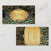 PixDezines  cheetah, zwarte kant Visitekaartje (Voorkant / Achterkant)