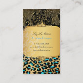 PixDezines  cheetah, zwarte kant Visitekaartje (Achterkant)
