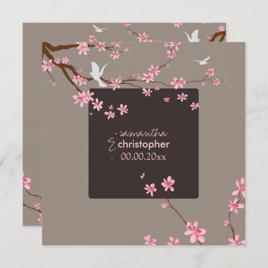 PixDezines Cherry Blossom/diy achtergrondkleur Kaart (Voorkant / Achterkant)