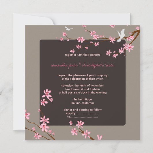 PixDezines Cherry Blossom/diy achtergrondkleur Kaart (Achterkant)