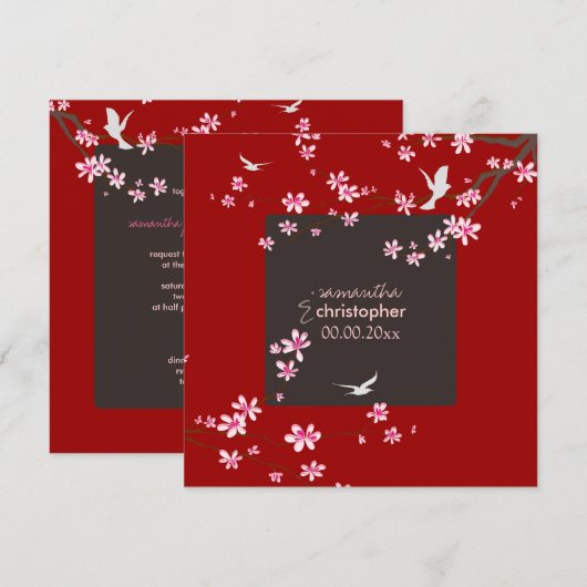 PixDezines Cherry Blossom/diy achtergrondkleur Kaart (Voorkant / Achterkant)