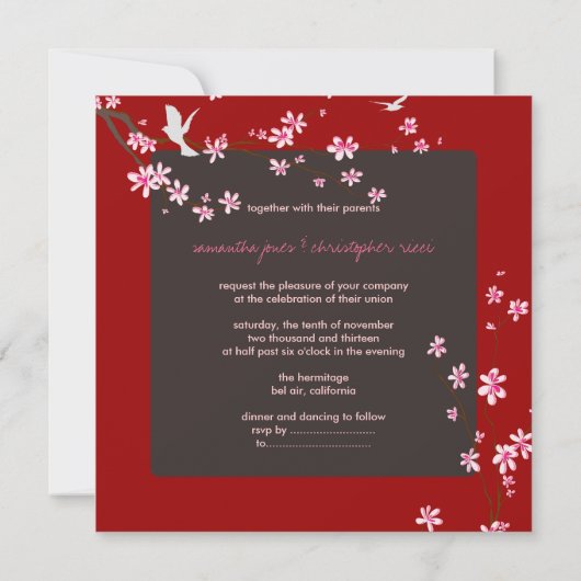 PixDezines Cherry Blossom/diy achtergrondkleur Kaart (Achterkant)