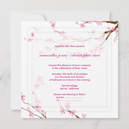 PixDezines Cherry Blossom/diy background Kaart (Achterkant)